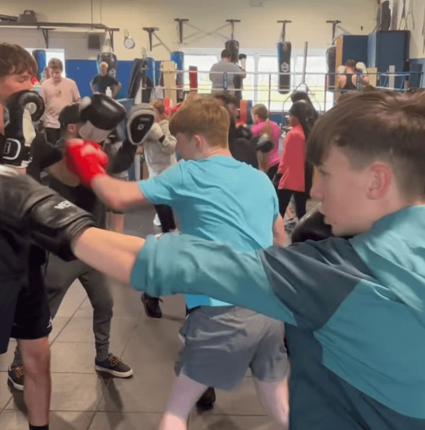 Pad work class at Angels Boxing